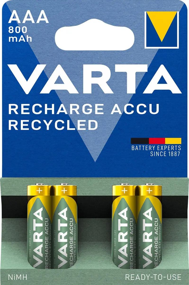 Varta Recycled AAA Oplaadbare Batterijen 800mAh