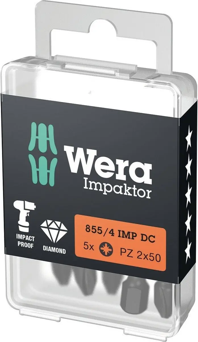 Wera 855/4 Impaktor Bit PZ3 5-delig