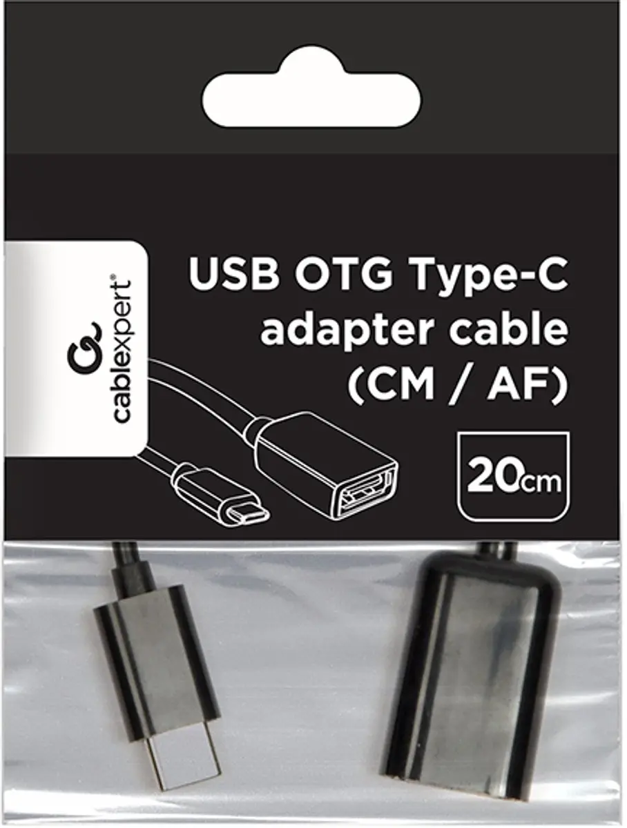 Cablexpert USB 2.0 naar USB-C Adapterkabel 0.20m - Zwart