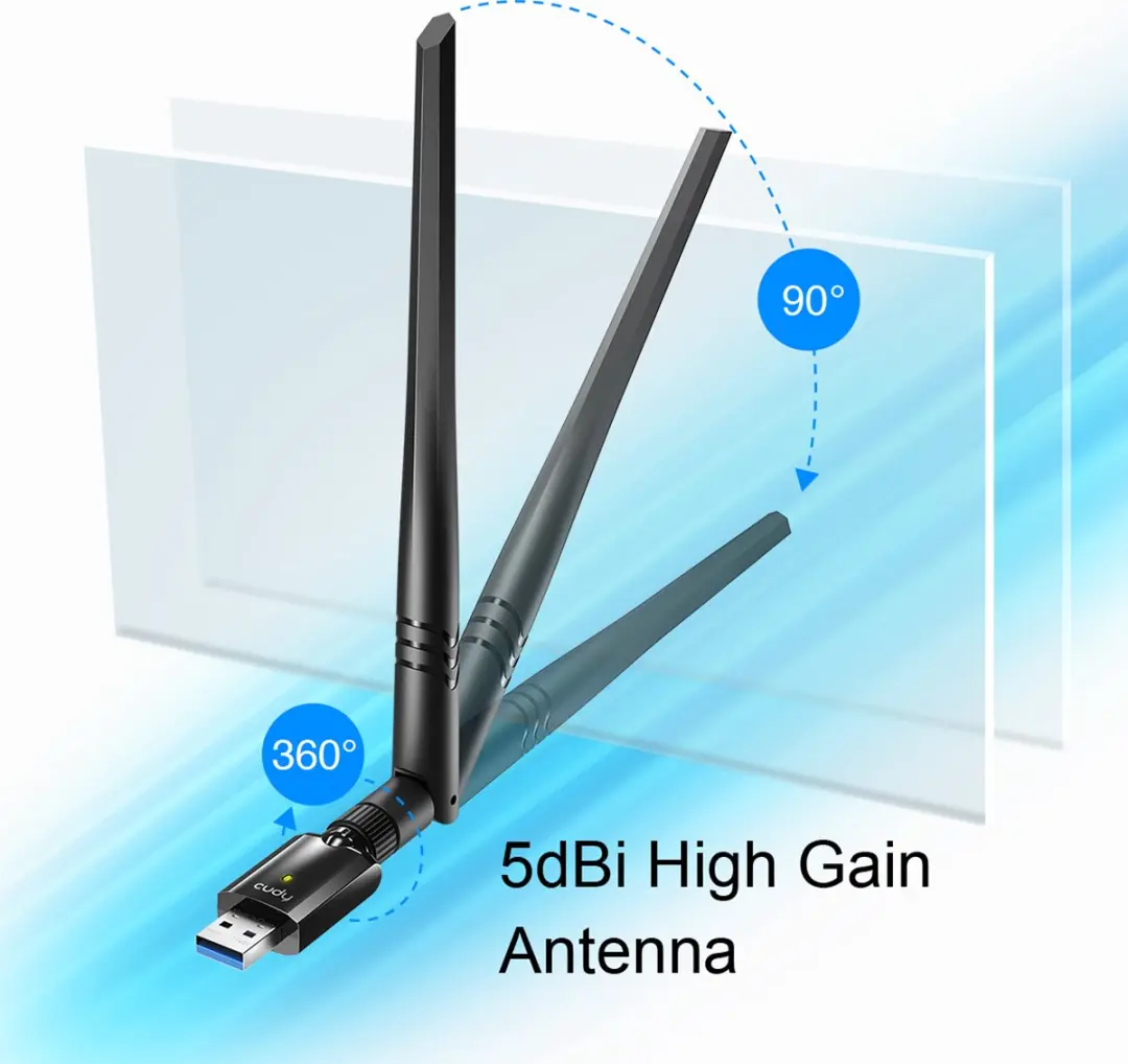 Cudy WU1400 Wi-Fi USB 3.0 Adapter 1300Mbps - Zwart - afbeelding 6 van 6