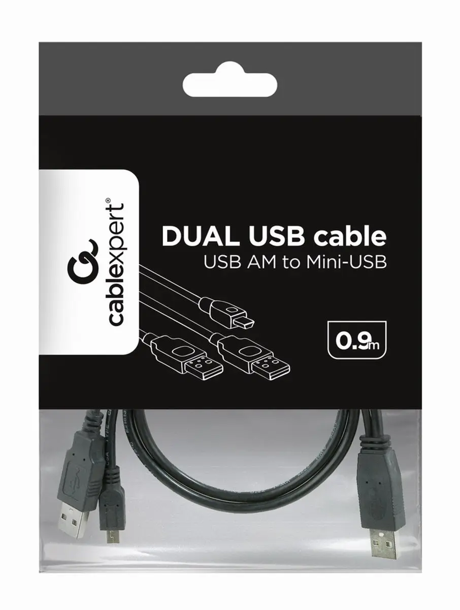 Cablexpert CCP-USB22-AM5P-3 USB-kabel - 2x USB - mini USB - Zwart