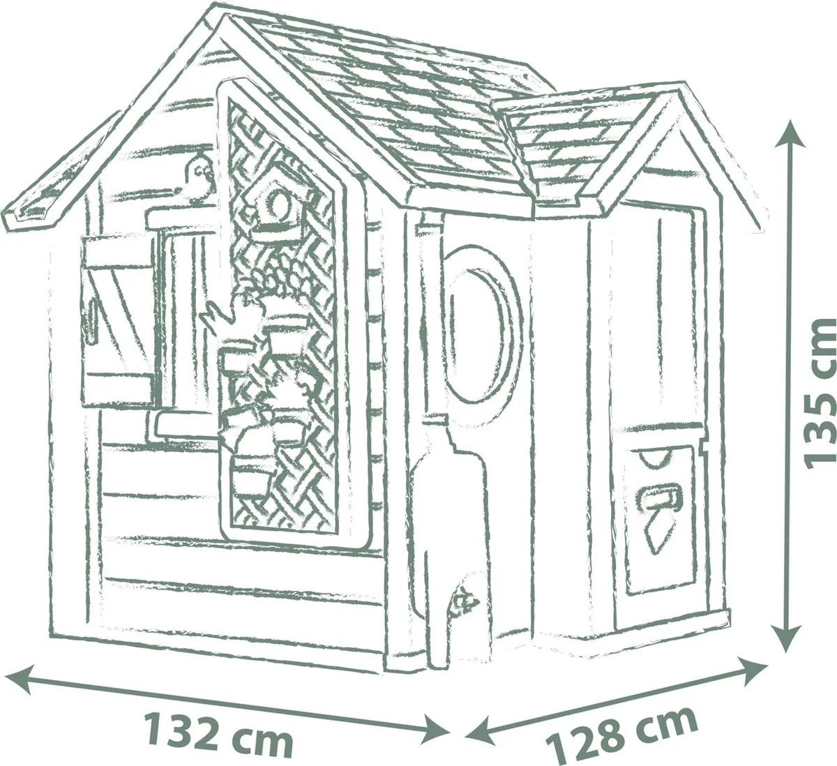 Smoby Life Garden House Speelhuis 7600810408 - Beige/Groen/Grijs/Wit