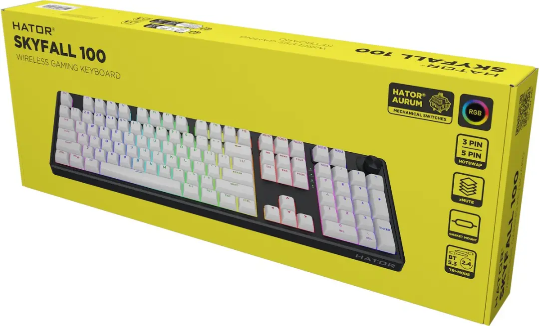 HATOR Skyfall Wireless HTK3100 Gaming Toetsenbord - Zwart/Wit