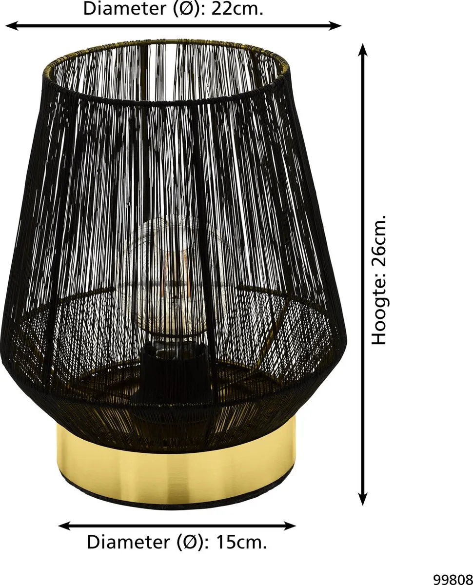 Eglo Escandidos Tafellamp E27 - 26 cm - Zwart/Goud