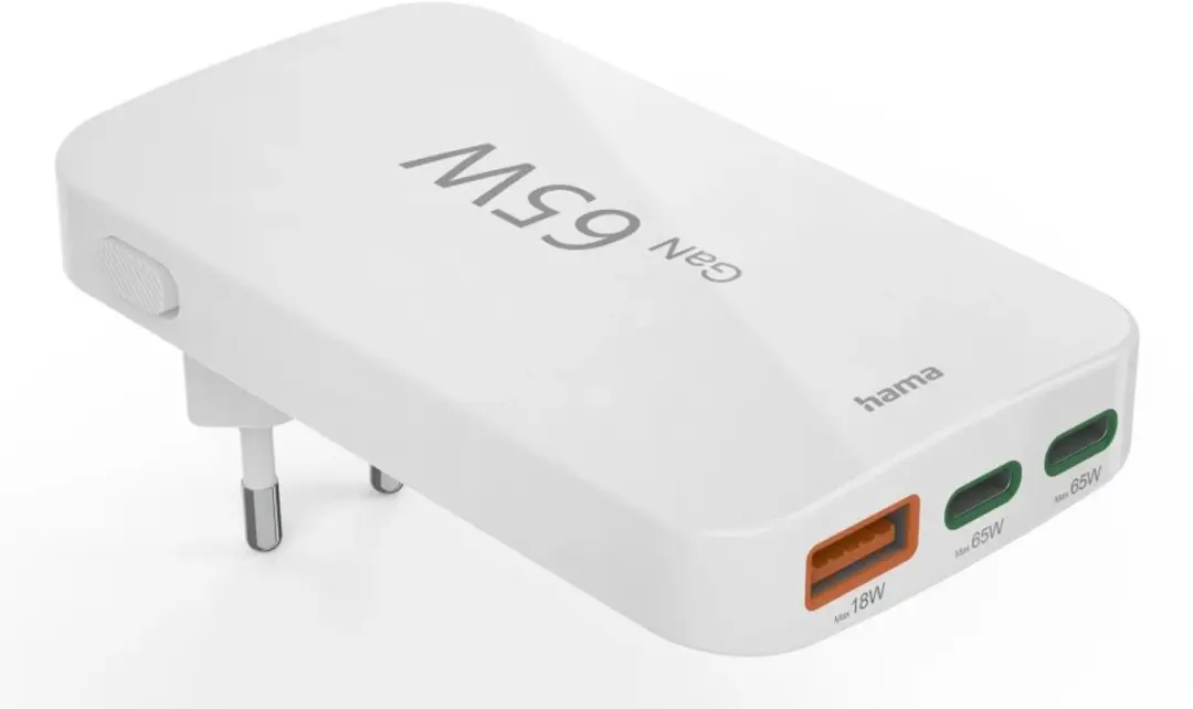 Hama 65W Snellader - 2x USB-C PD, 1x USB-A QC - Transparent