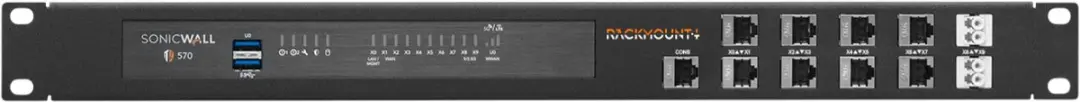 SonicWall TZ570[W] RM-SW-T12I Rackmontage - 1U - Zwart