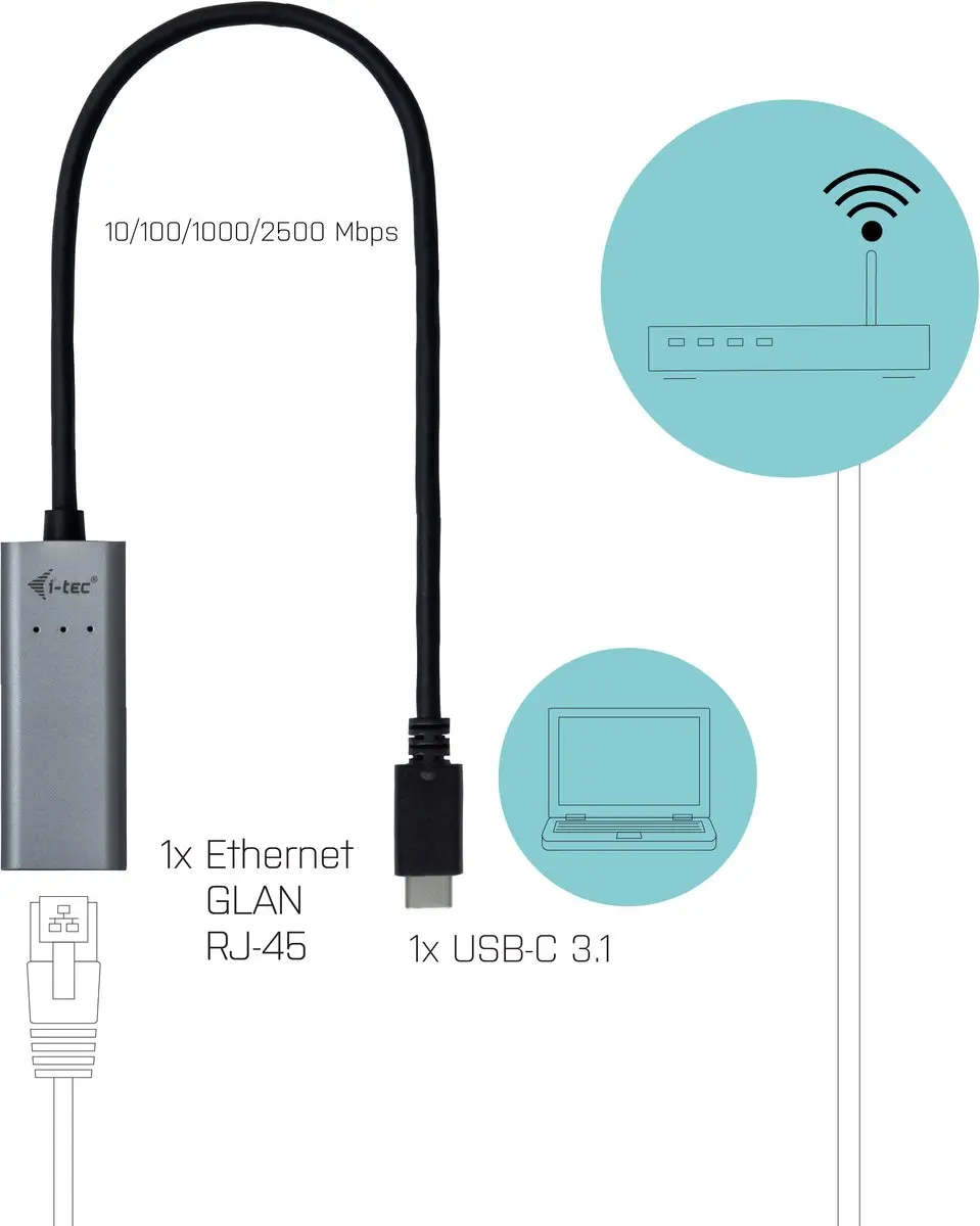 I-tec C31METAL25LAN USB naar Ethernet Adapter