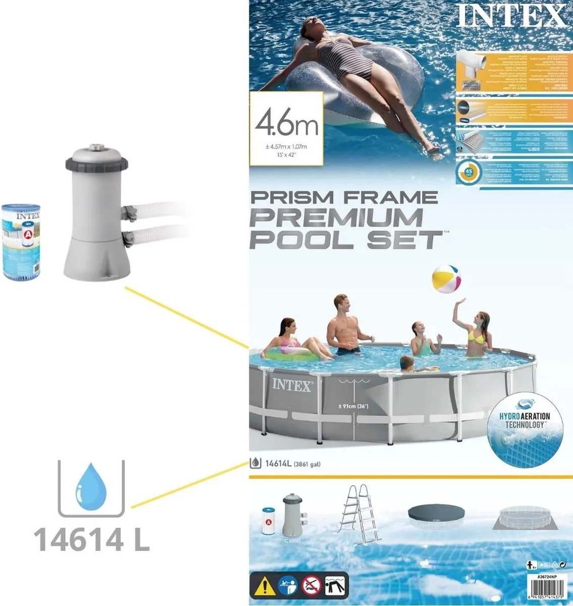 Intex Prism Frame 26724GN Opzetzwembad 457x107cm - Grijs/Wit
