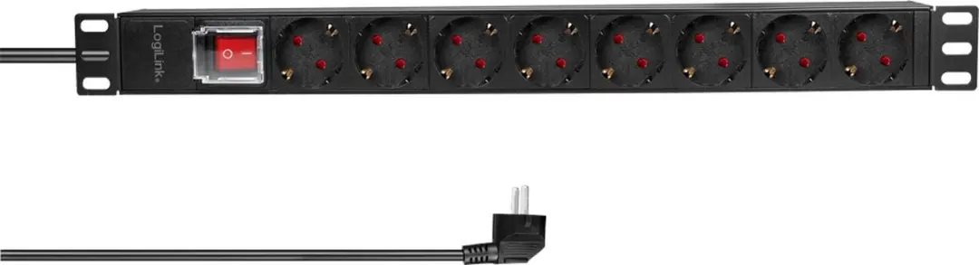 Logilink 8-voudige Stekkerdoos met Schakelaar 3500W - 2m - Zwart