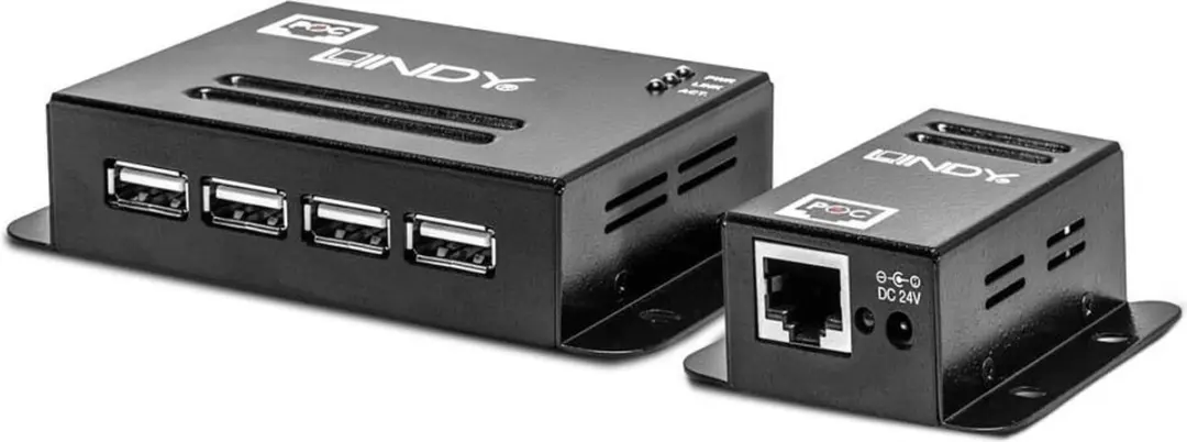 Lindy USB 2.0 4-Poorts CAT5/6 Extender - 50m - Zwart
