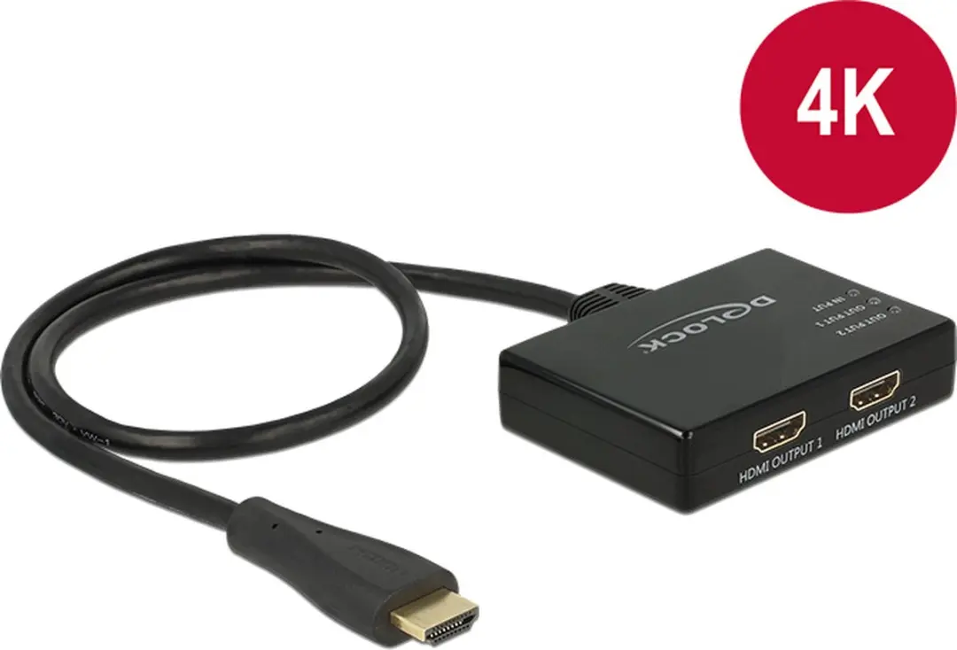 Delock HDMI Splitter 1 naar 2 4K 30Hz - 0,60m