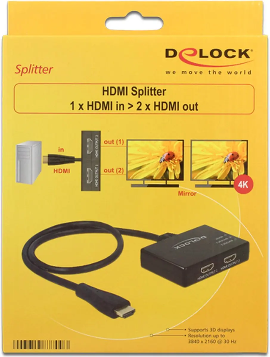 Delock HDMI Splitter 1 naar 2 4K 30Hz - 0,60m - afbeelding 6 van 6