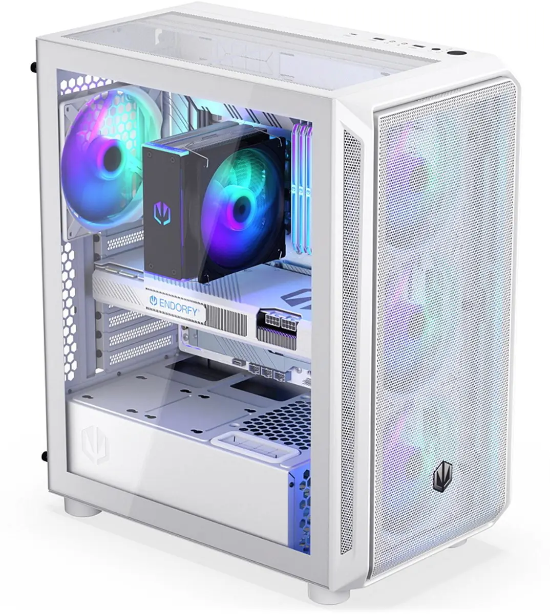 Endorfy Arx 500 ARGB Midi Tower - 4x Stratus 140 PWM ARGB Fans - Wit
