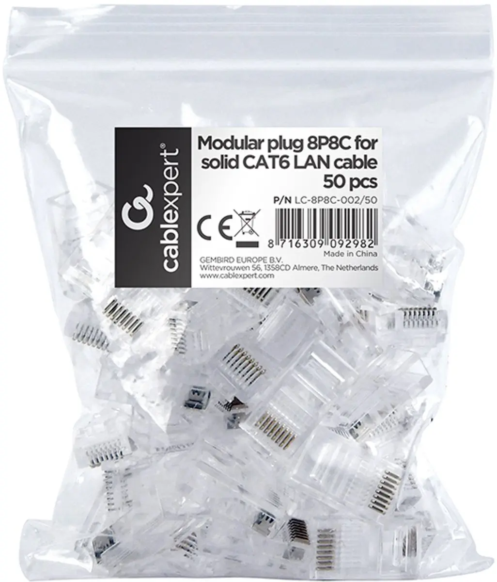 Cablexpert RJ45 Connector LC-8P8C-002 - 50 Stuks - Transparant