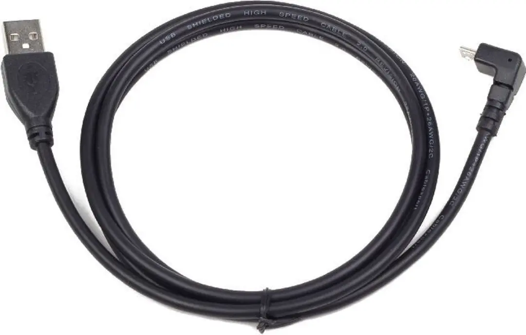 Cablexpert USB2.0 Micro B naar USB-A Haaks Kabel - 1,8m - Zwart