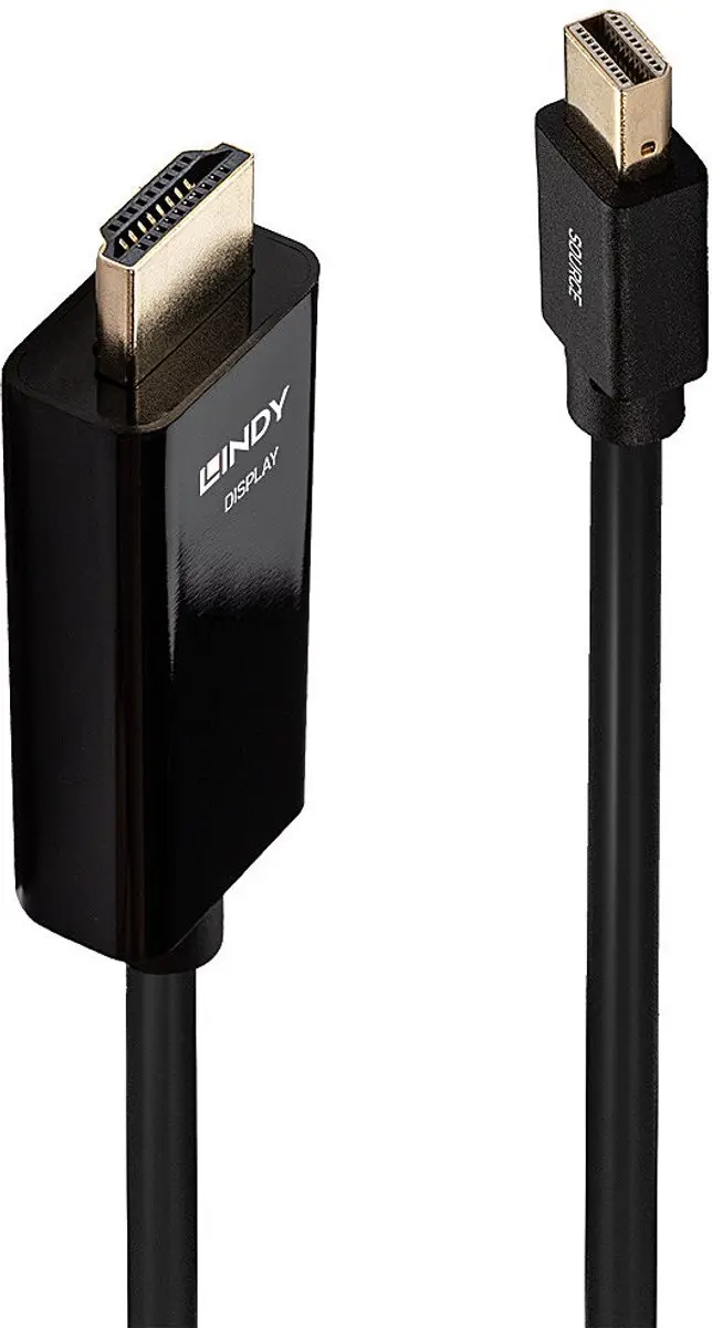 Lindy Mini DisplayPort HDMI Kabel 2m - 4K UHD - Zwart