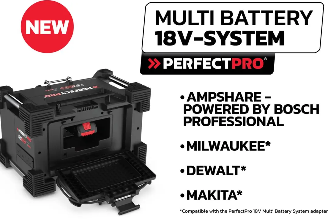 PerfectPro Rockhart 18V Bouwradio - DAB+/FM/Bluetooth - 60W - Zwart