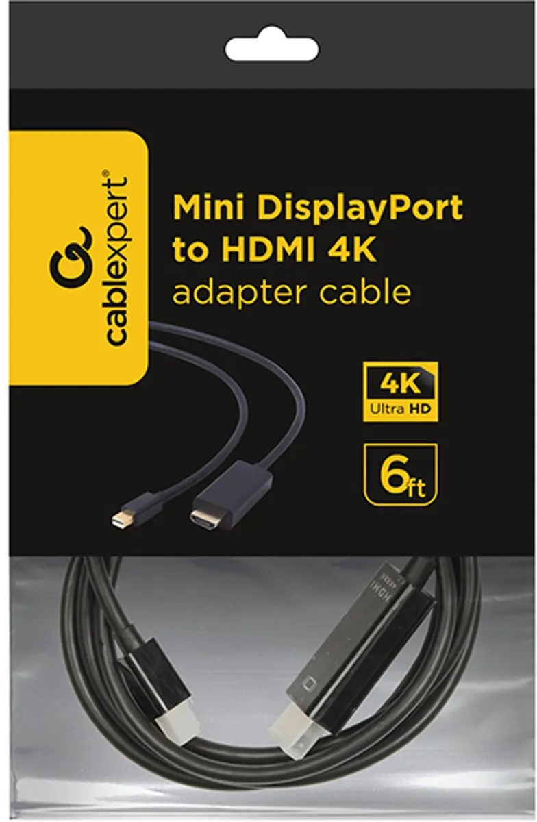 Cablexpert Gembird CC-mDP-HDMI-6 Mini DisplayPort naar HDMI Kabel 4K - 1.8m - Zwart