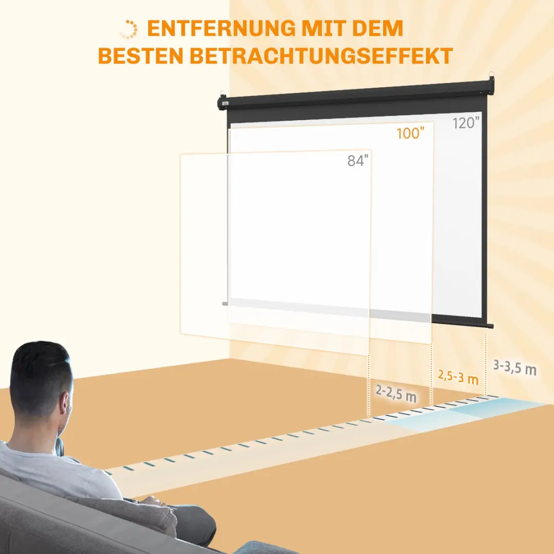 Homcom Projectiescherm 203x152cm - Zwart - afbeelding 6 van 6