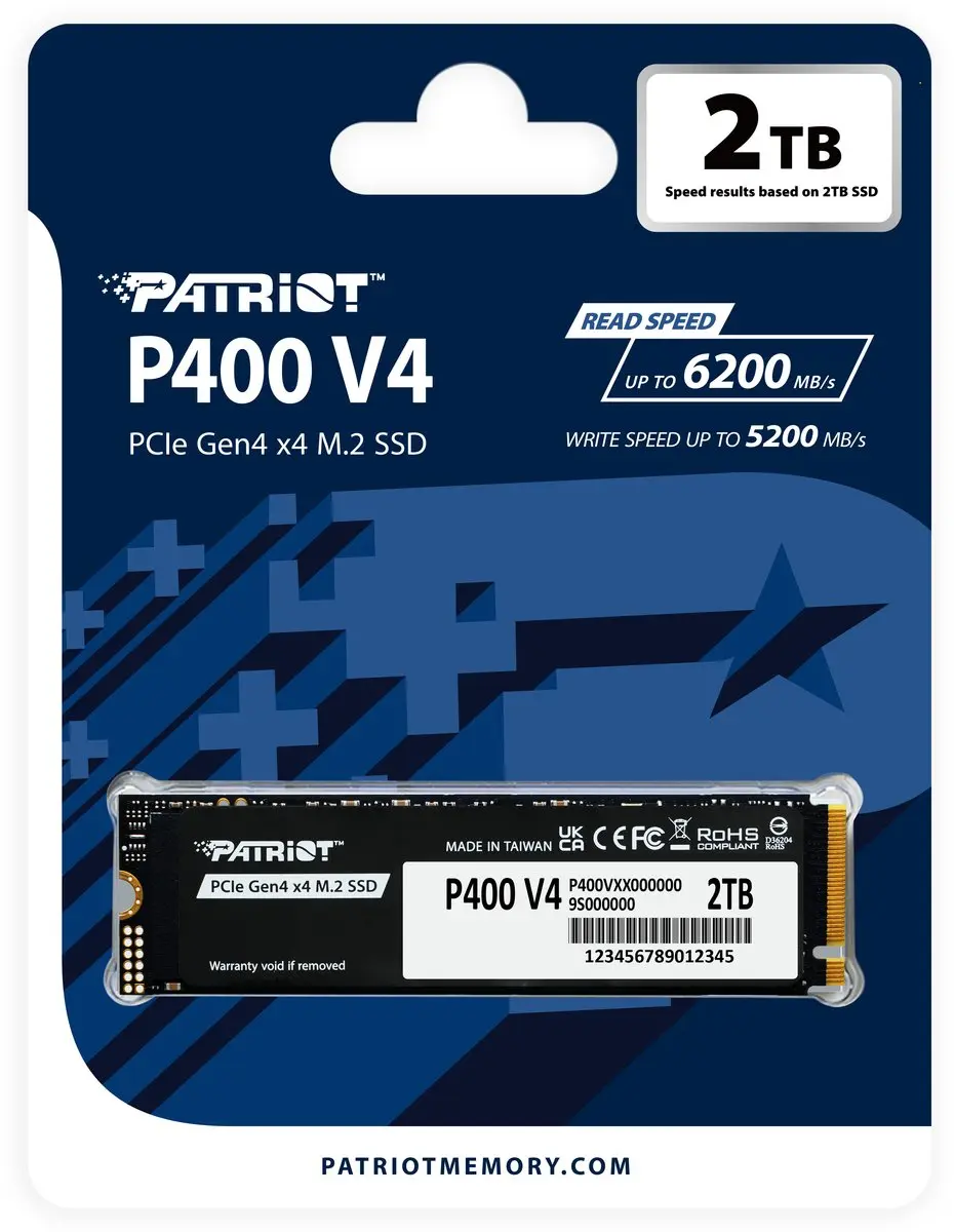 Patriot P400 V4 M.2 SSD 2TB - Zwart