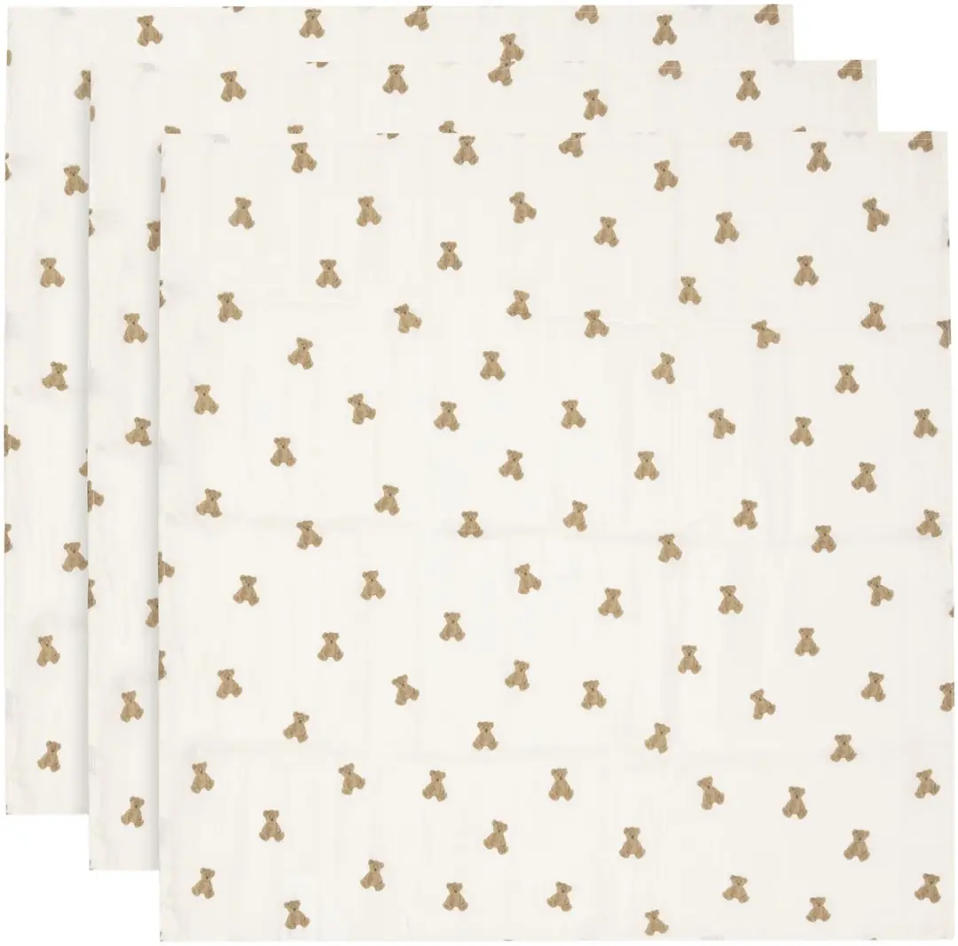 Jollein Hydrofiele Doek Small 70x70cm Mini Teddy Bear - 3 Stuks