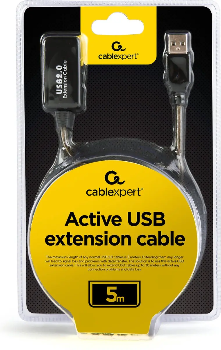 Cablexpert USB A M/F Kabel 5m - Zwart