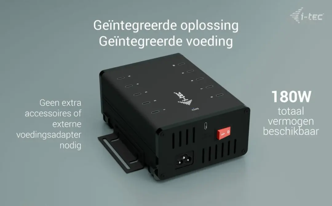 I-tec CACHRGHUB10C USB-C/USB-A HUB 150W - 10x USB-C - Zwart