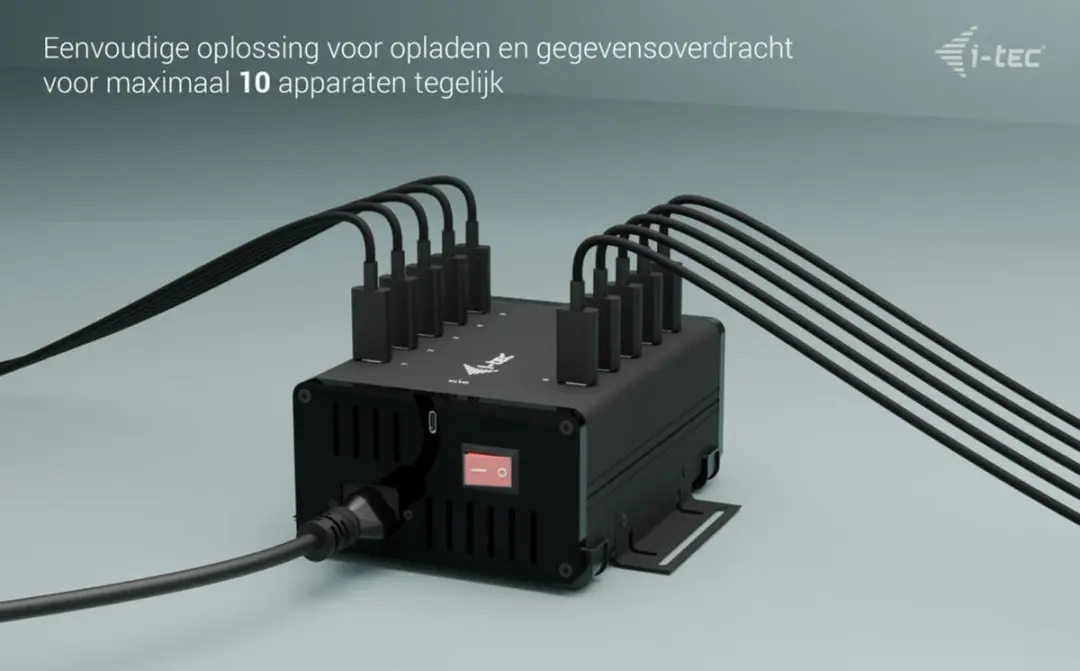I-tec CACHRGHUB10C USB-C/USB-A HUB 150W - 10x USB-C - Zwart