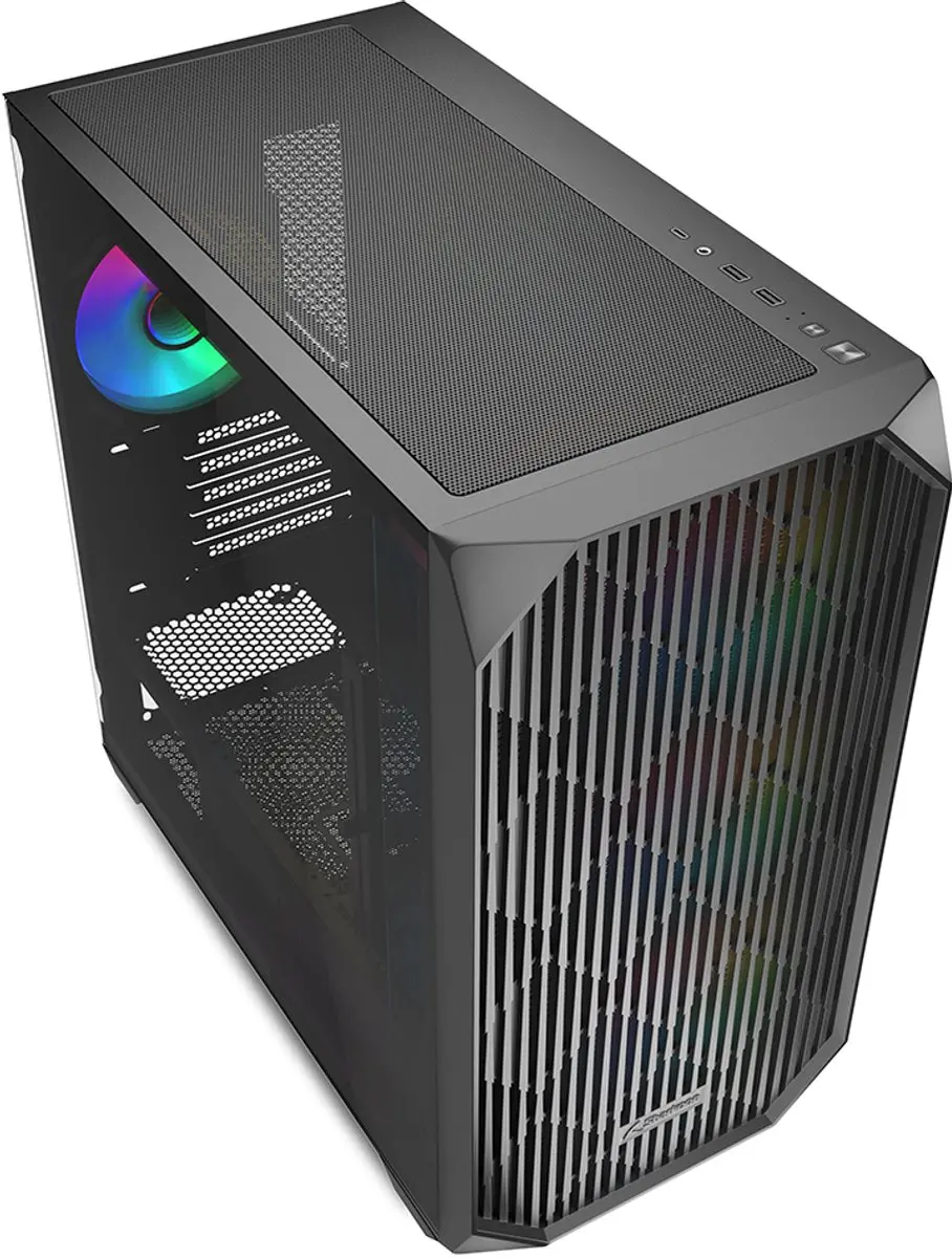 Sharkoon MK3 RGB Micro Tower - 3x 2.5" 2x 3.5" - Zwart
