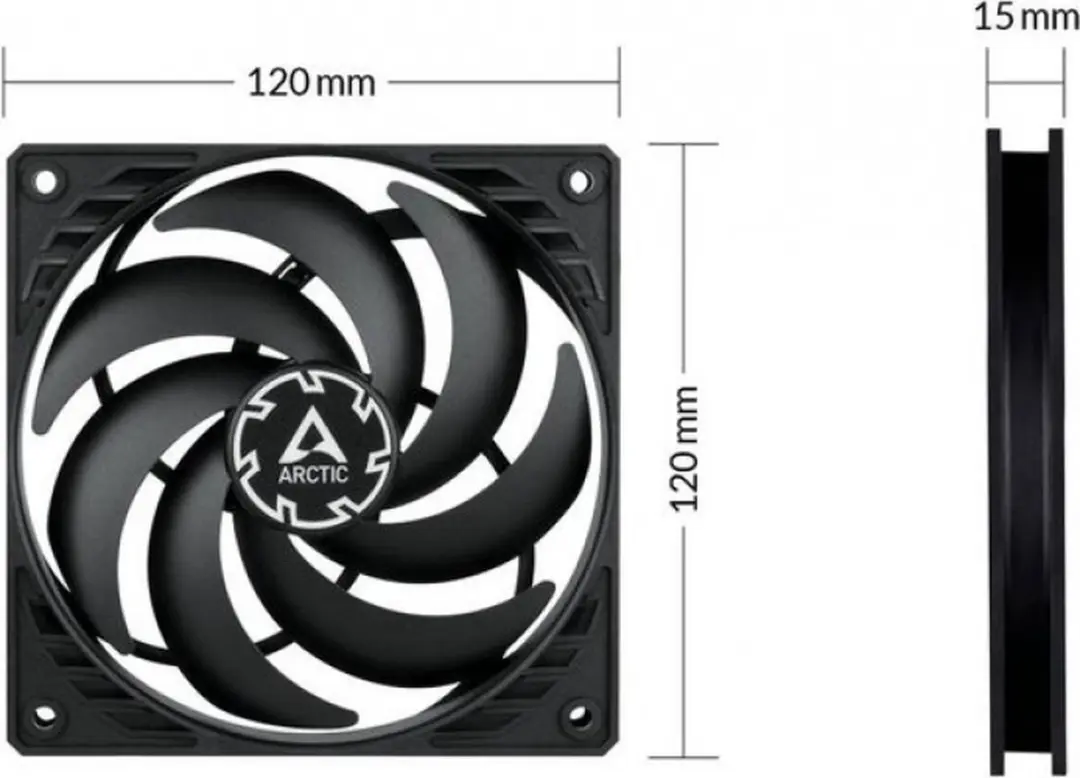 Arctic P12 Slim ACFAN00187A Ventilatorhuis 120mm - Zwart