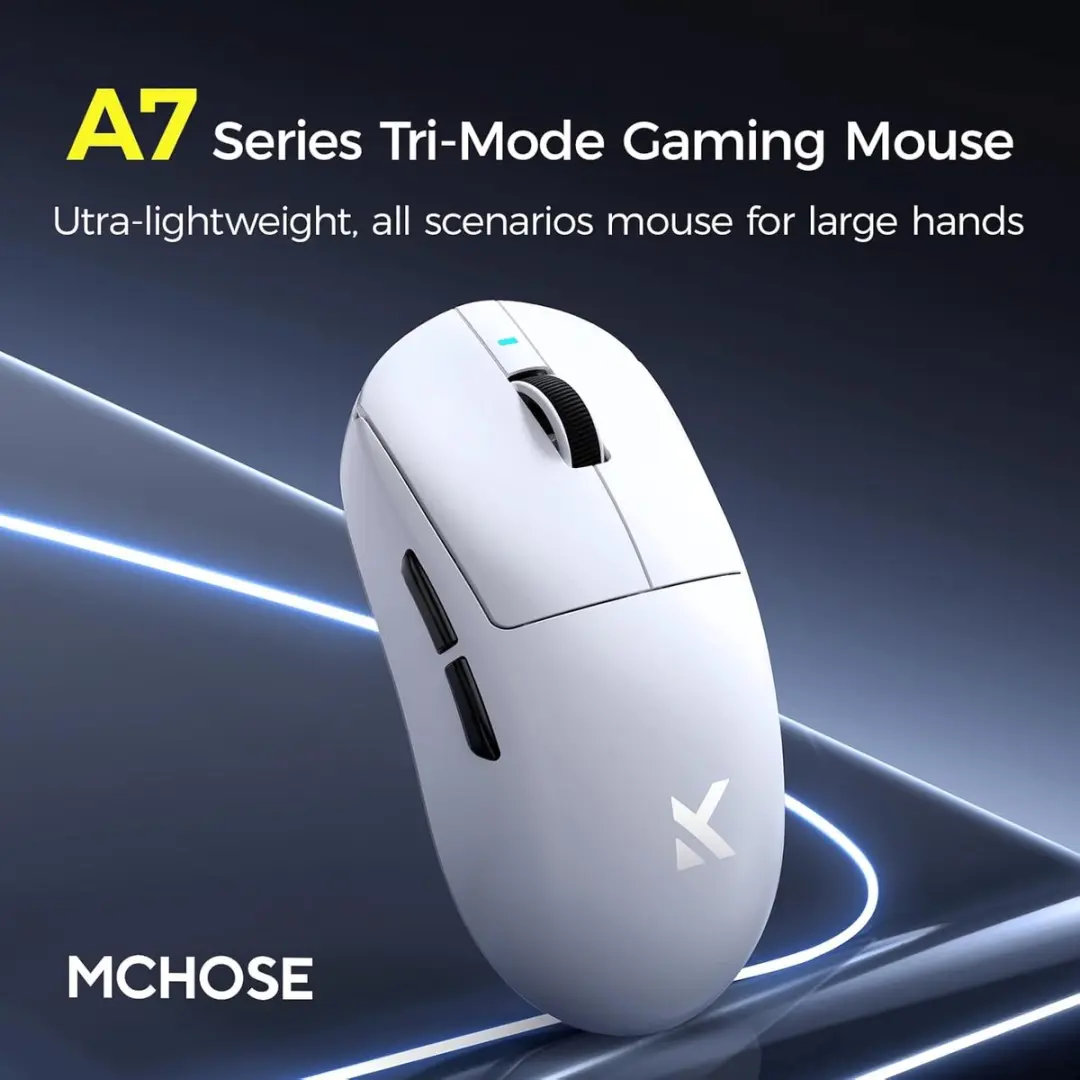 MCHOSE A7 V2 Ultra Gaming Muis - PAW 3950TI Sensor - Wit