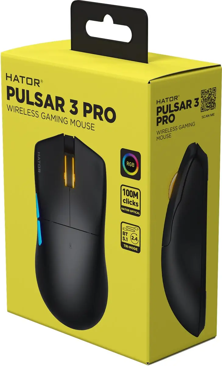 Hator Pulsar 3 PRO HTM640 Gamingmuis - 30.000 DPI - Zwart