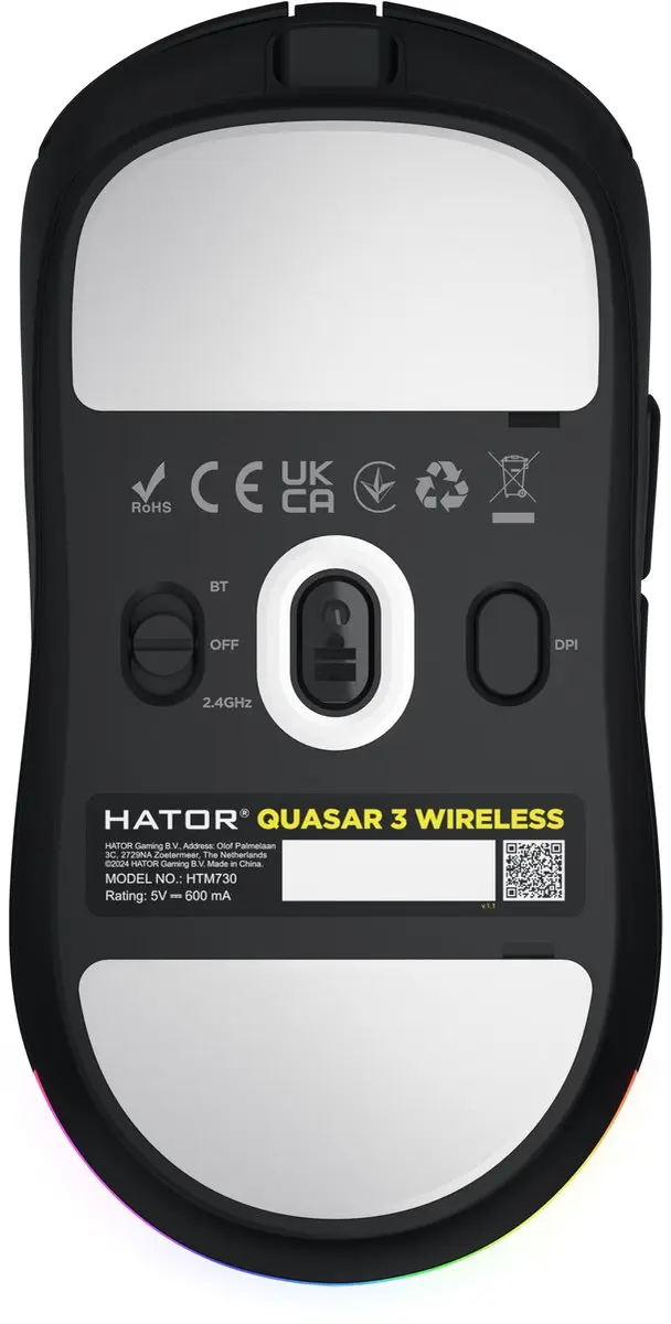 Hator Quasar 3 HTM730 Gaming Muis - Ambidextrous - 12.000 DPI - Zwart - afbeelding 6 van 6