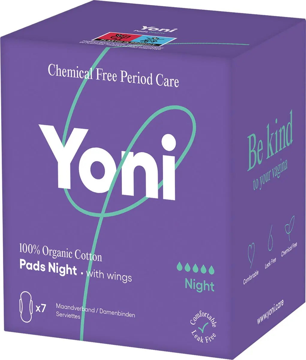 Yoni Night Maandverband Biologisch Katoen - 7 Stuks