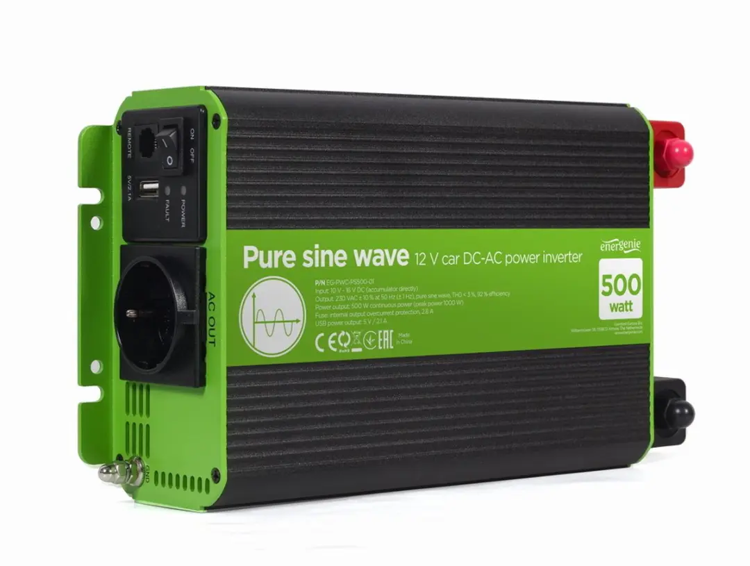 Energenie EG-PWC-PS500-01 12V DC-AC Omvormer 500W