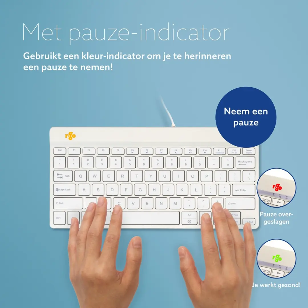 R-Go Compact Break Toetsenbord - US QWERTY Wit - afbeelding 6 van 6
