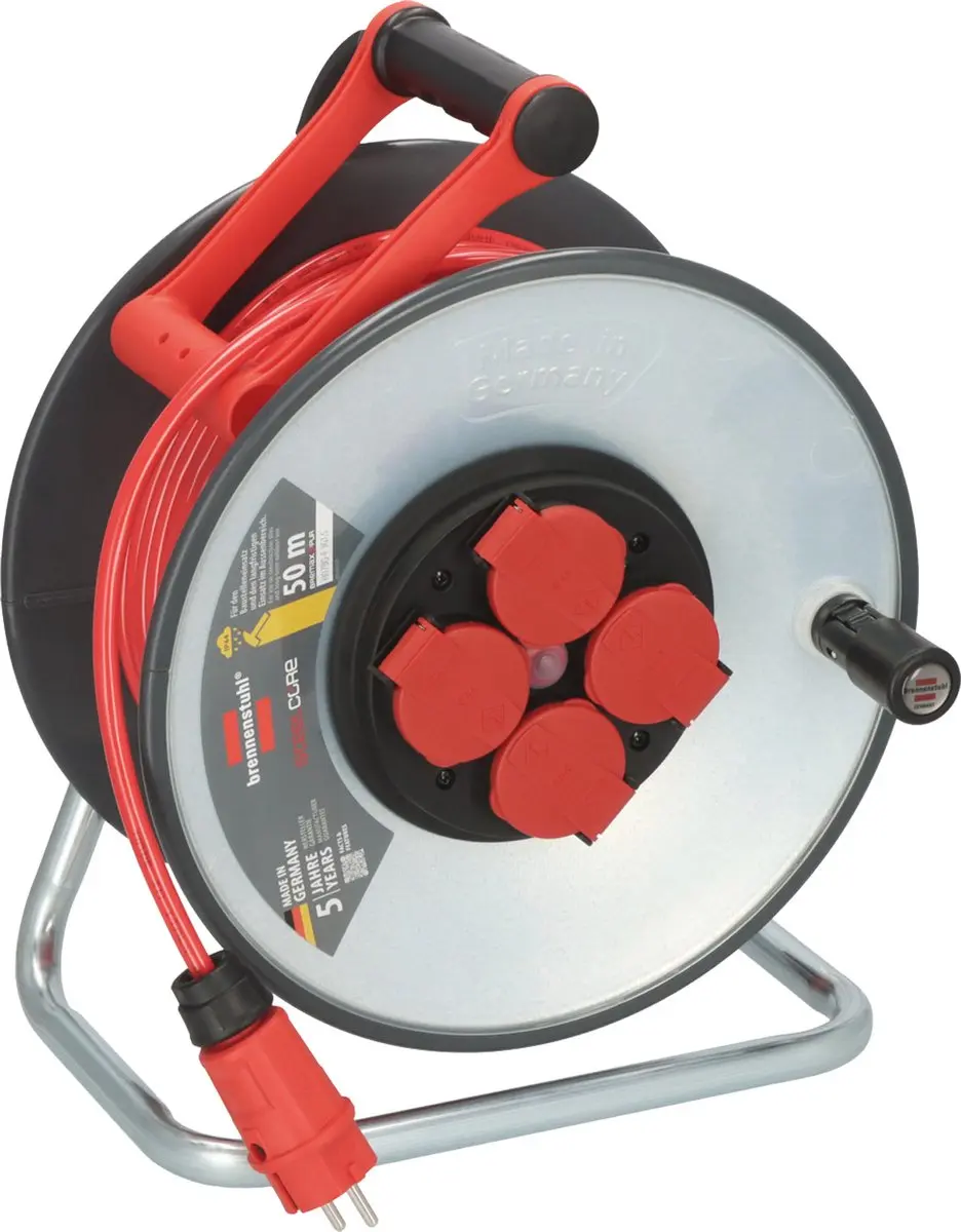 Brennenstuhl Bouwkabelhaspel 4-voudig H07BQ-F 3x1.5mm 50m - Rood