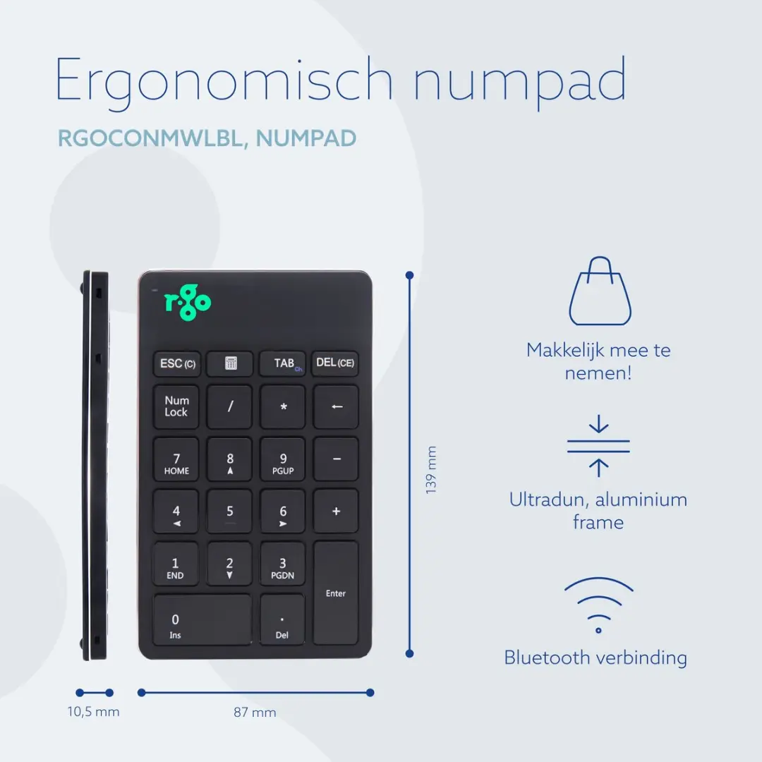 R-Go Numpad Break RGOCONMWLBL - Draadloos Zwart