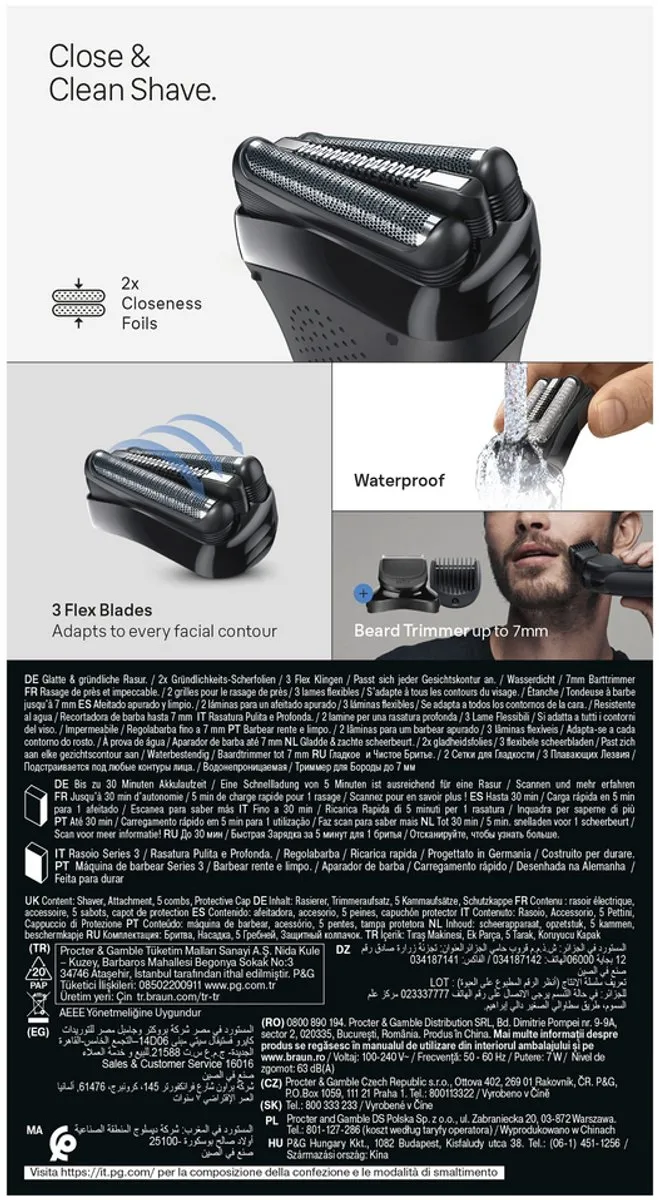 Braun Series 3 300BT Scheerapparaat - Grijs - 3 Mesjes