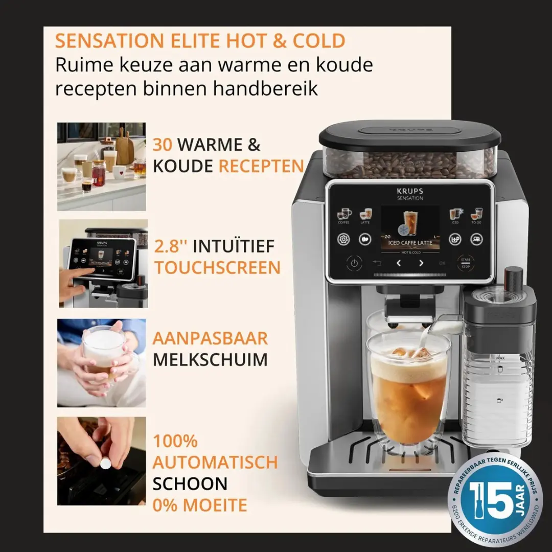 Krups Sensation Elite EA918GE0 Koffiemachine - 1450W - Aluminium - afbeelding 2 van 6