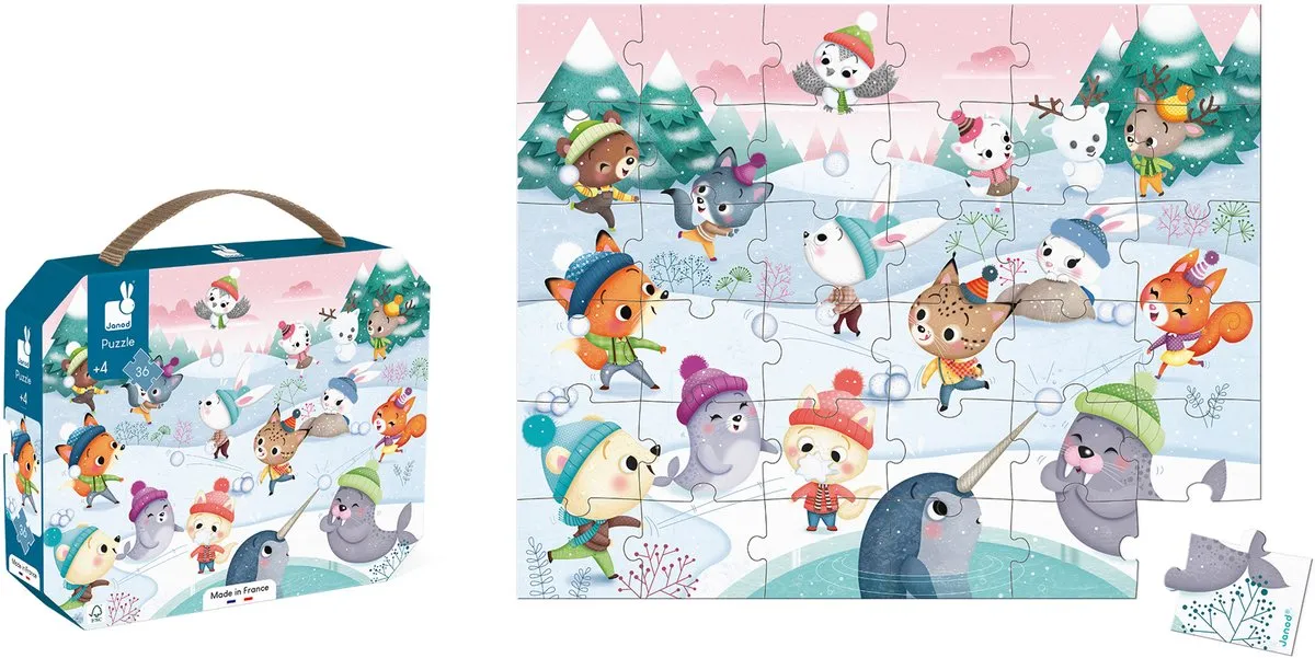 Janod Puzzel Sneeuwfeest 36 Stuks - Puzzelkoffer