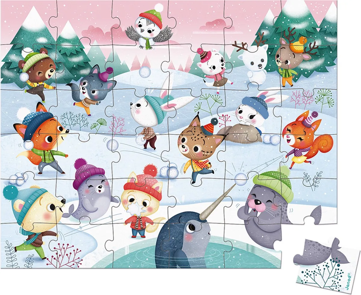 Janod Puzzel Sneeuwfeest 36 Stuks - Puzzelkoffer