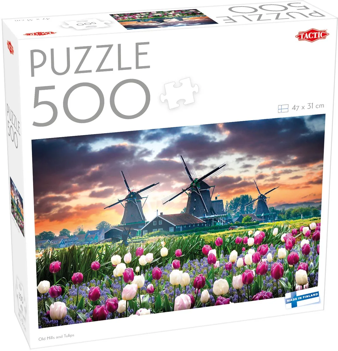 Tactic Old Mills and Tulips Puzzel 500 Stuks - Scandinavisch Landschap
