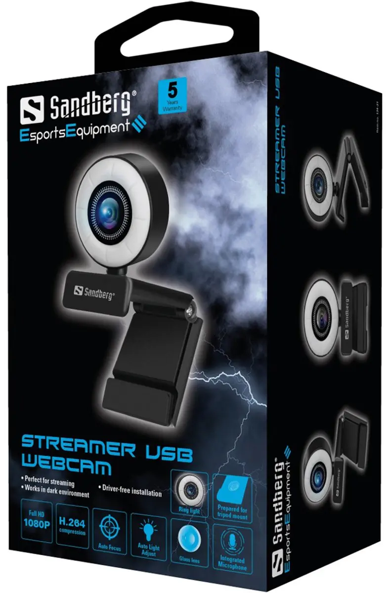Sandberg 134-21 Webcam 2MP - USB 2.0 - Zwart
