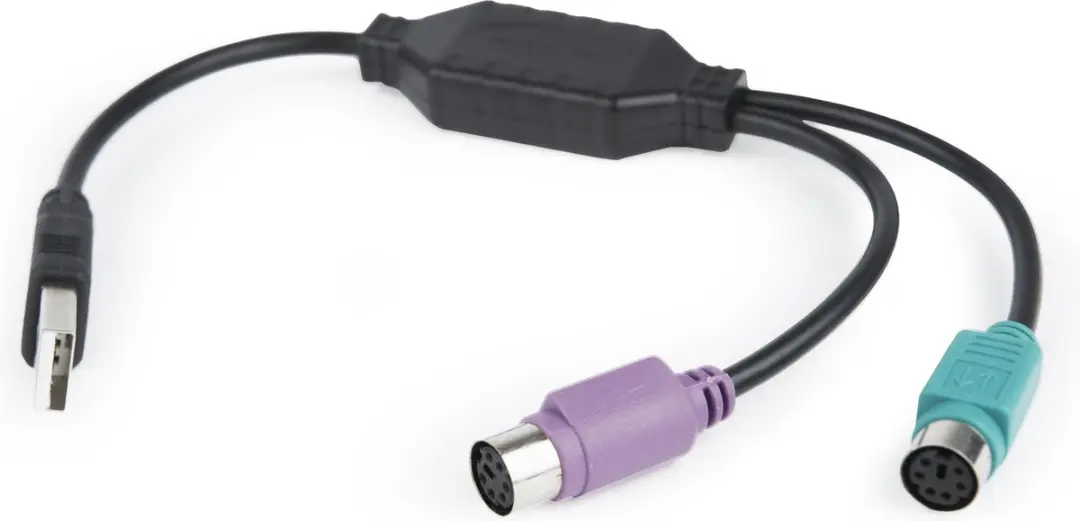 Cablexpert USB-A naar 2x Mini DIN 6 PS/2 Adapter - 0,3m - Zwart