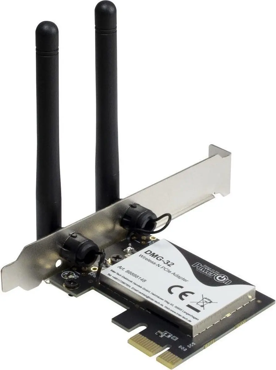Intertech DMG-32 WLAN-adapter PCIe x1 - Wi-Fi 5 650Mbps - Zwart/Zilver