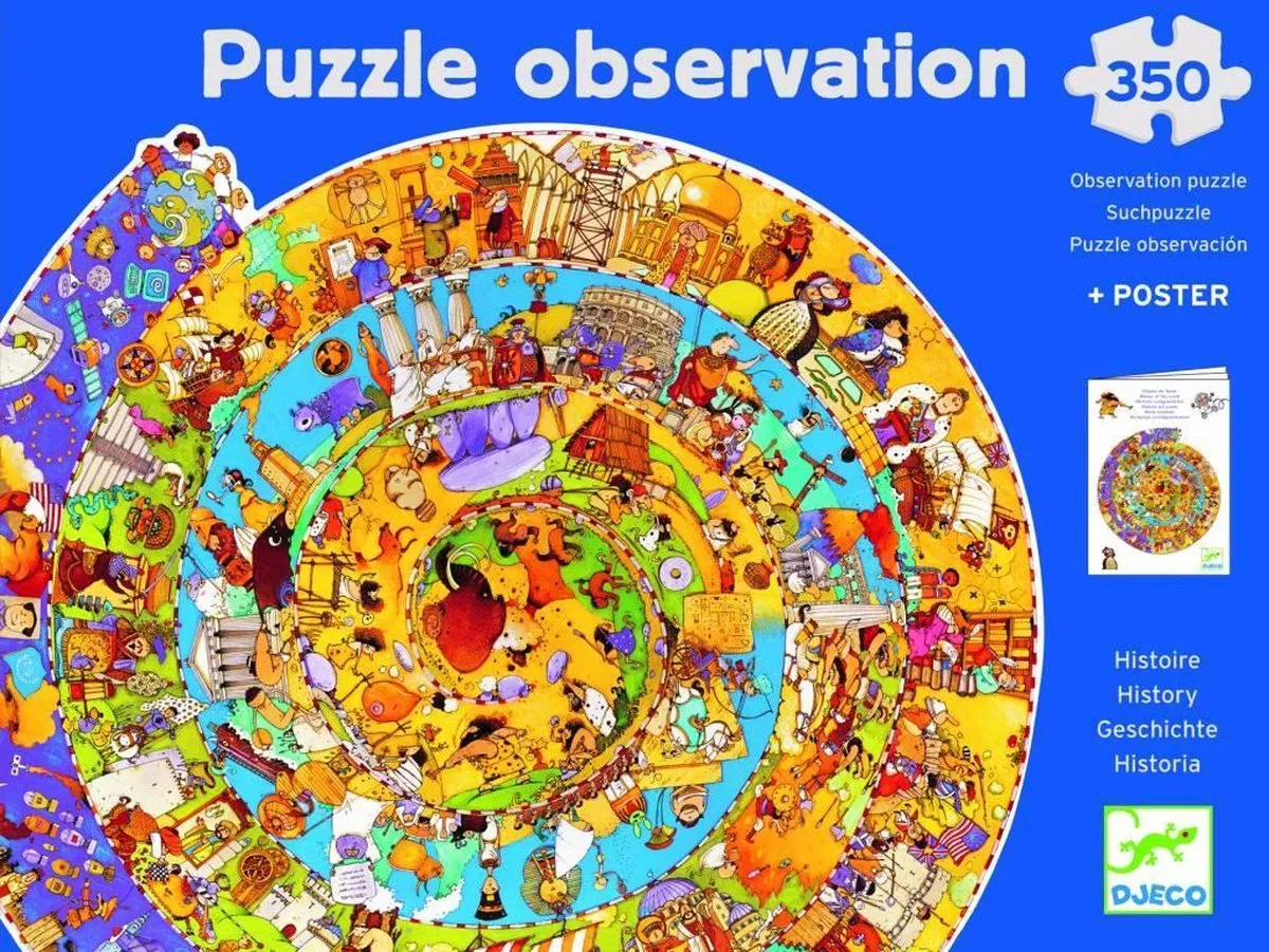 Djeco Een Rondje Geschiedenis Puzzel - 350 Stuks - Multicolor