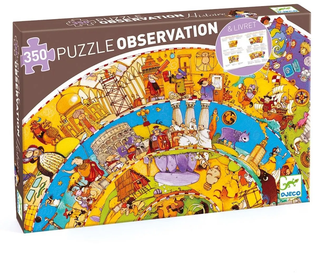 Djeco Een Rondje Geschiedenis Puzzel - 350 Stuks - Multicolor