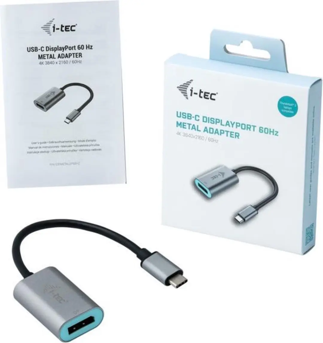 I-tec USB-C Metal DisplayPort Adapter 4K/60Hz - 0,15m - Blauw/Grijs