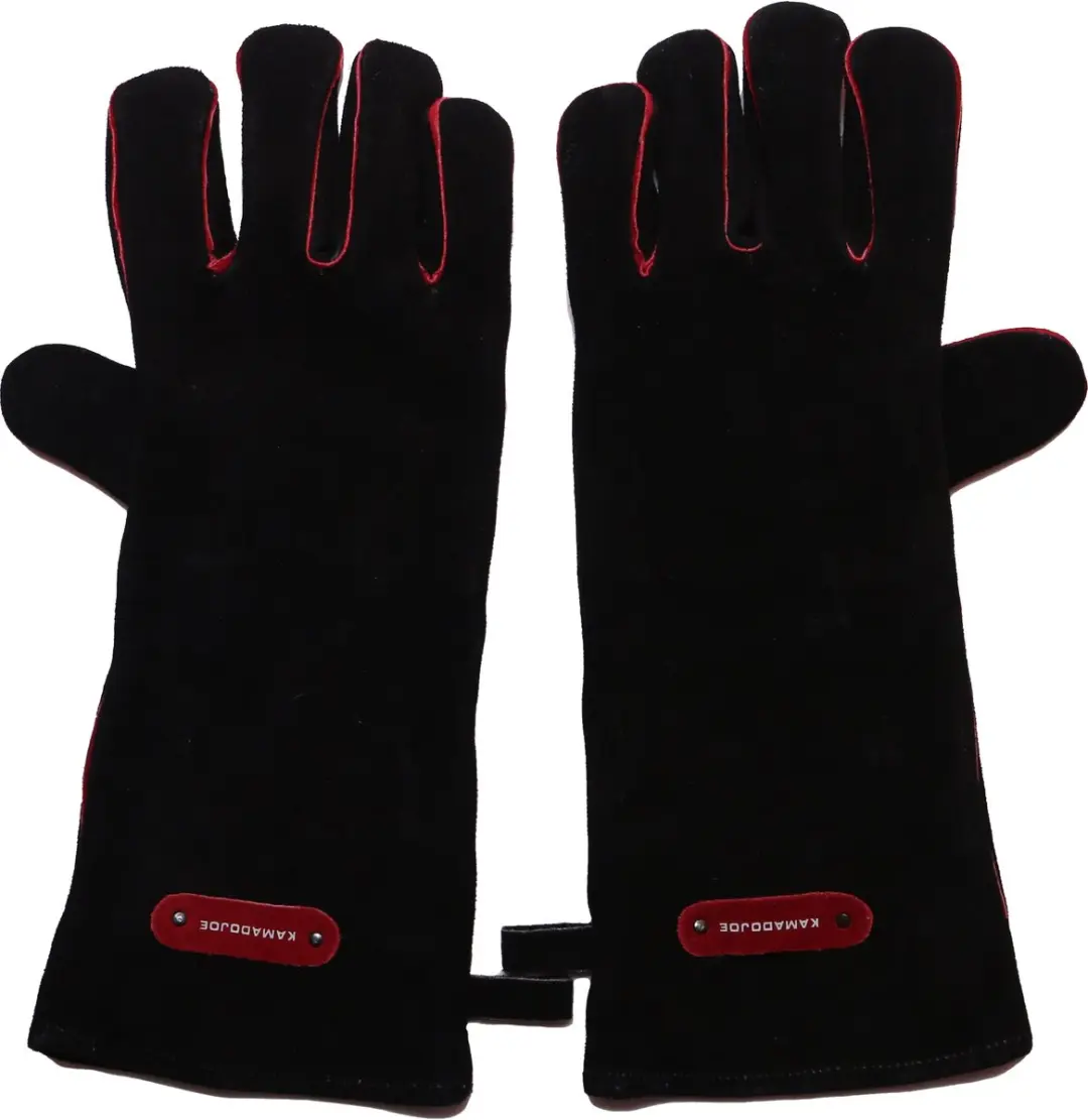 Kamado Joe Leren Handschoen - Zwart/Rood